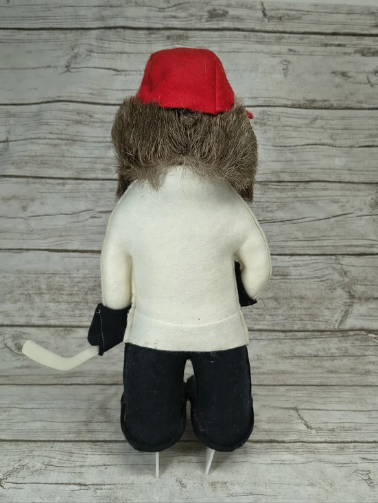 Vintage Montreal Canadiens Hockey Fufel Stand Up Felt Plush Bearded w Skates 16" - Picture 6 of 9